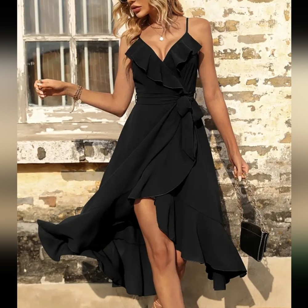 Flirty Ruffle Black Dress